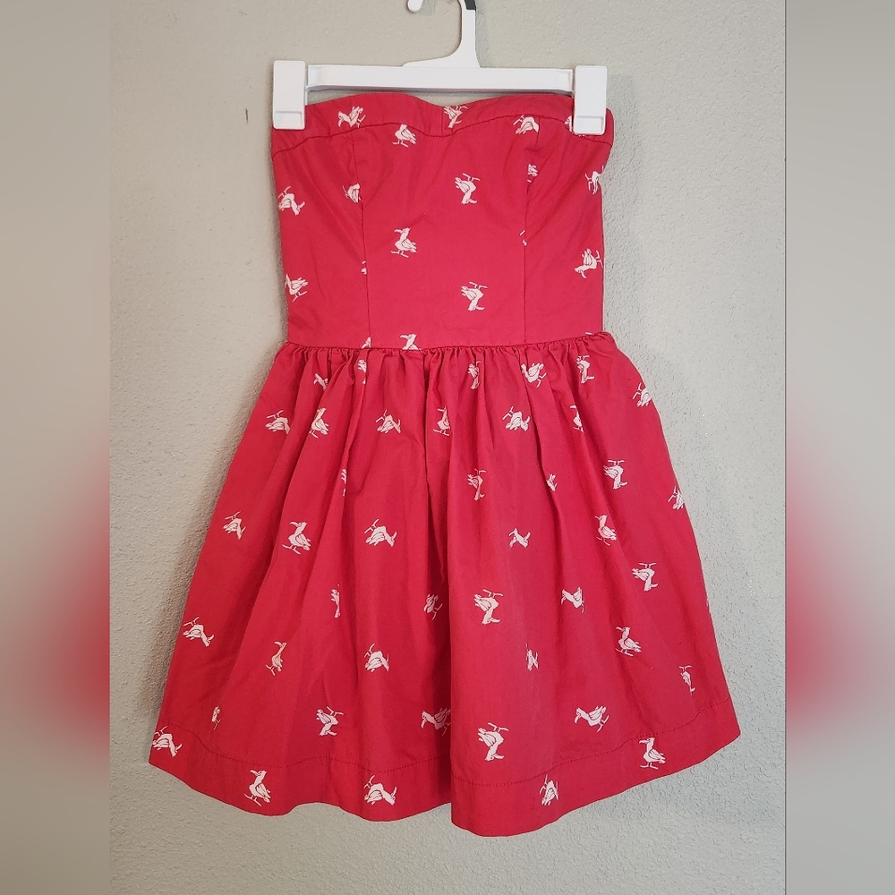 Hollister Strapless Mini Dress With Seagulls Size Small